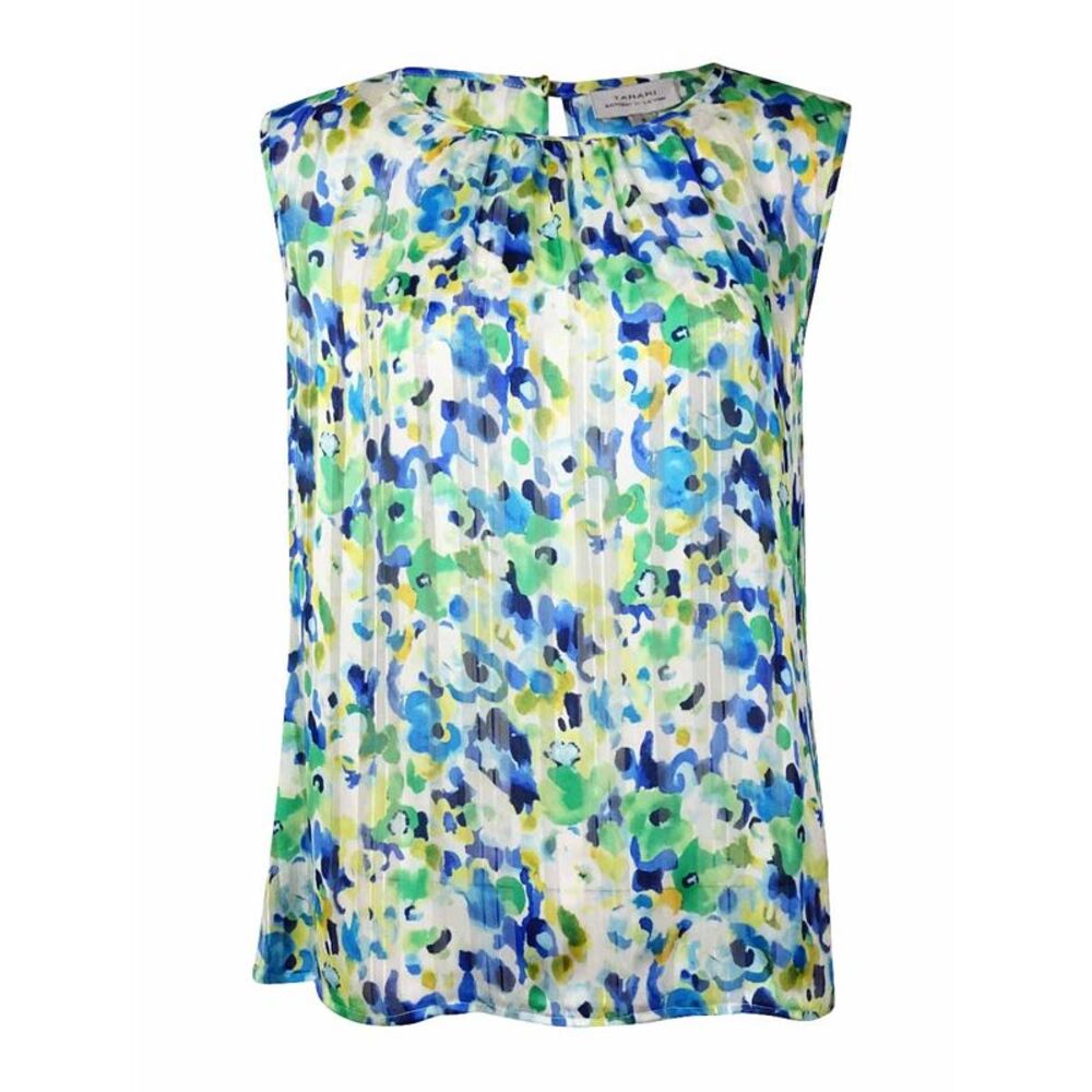 Tahari Women's 'Howard' Printed Sheer Chiffon Top - Ivory/White/Green
